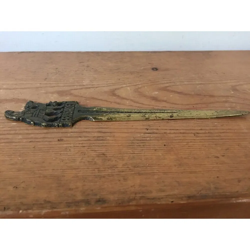 Vtg Judaism Solid Brass Jerusalem Israel Riding Camel Letter Envelope Opener